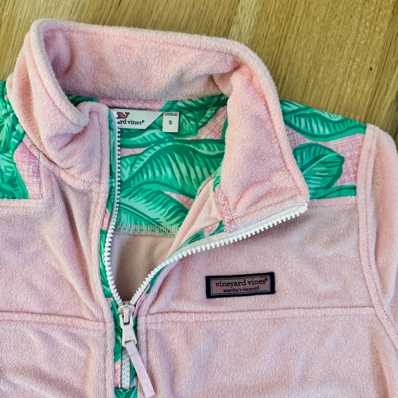 Vineyard Vines Banana Leaf Terry Relaxed Shep Shirt Pink Green Small - Picture 4 of 7